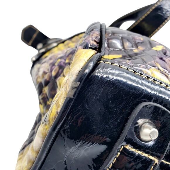 Maddie Clare Croc Embossed Tote Handbag Yellow Purple Rose Purse Shoulder Bag - Picture 7 of 16